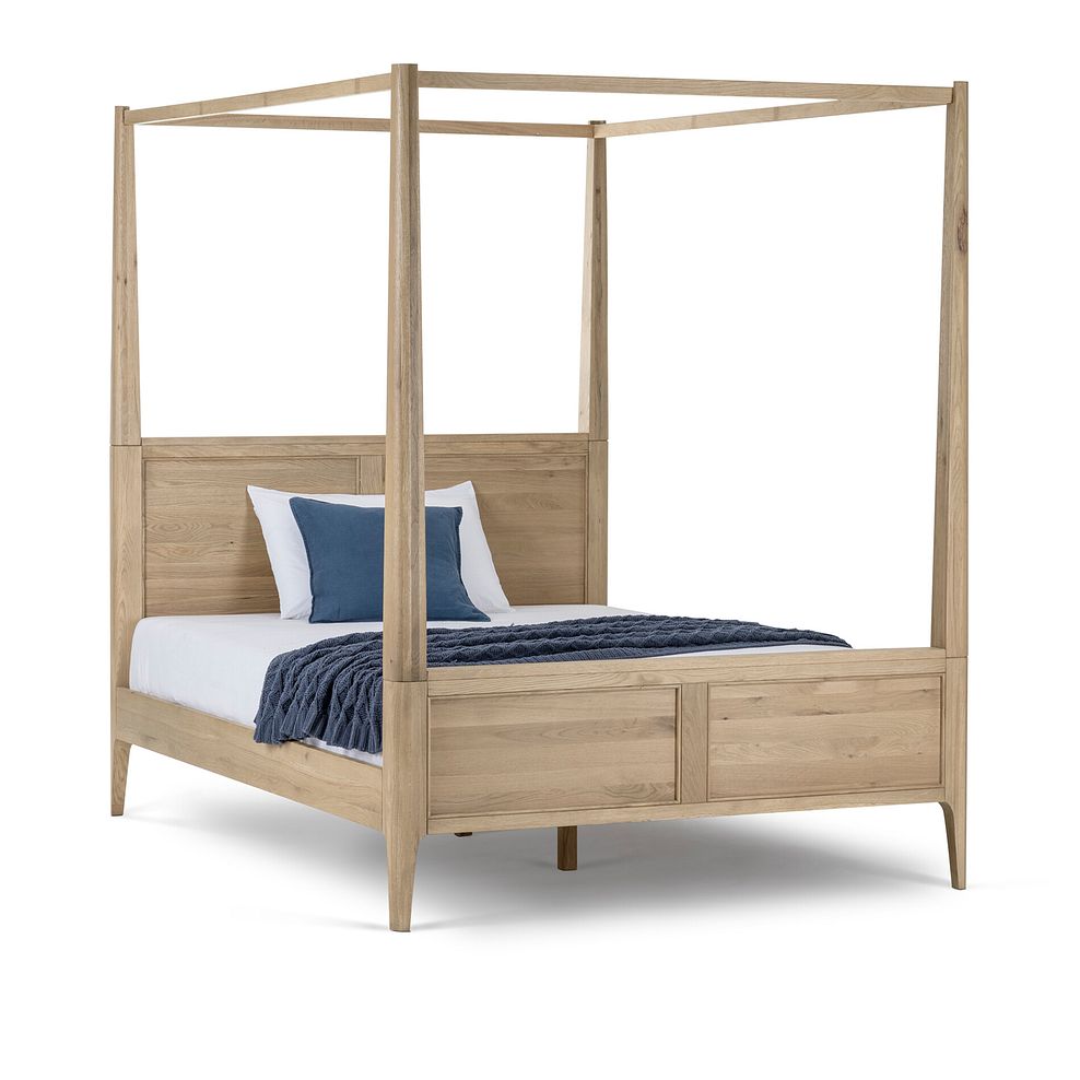 Newton Light Natural Solid Oak King-Size Four Poster Bed 3