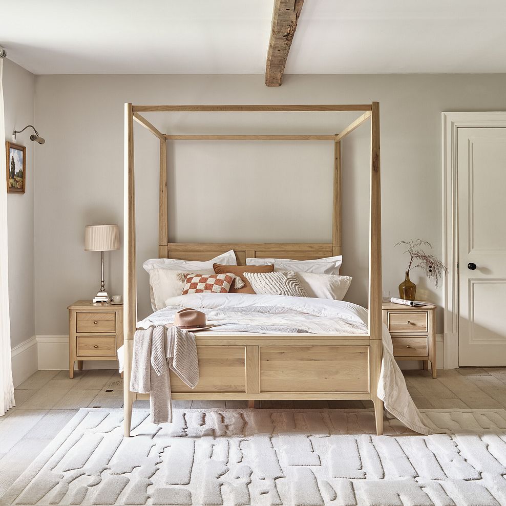 Newton Light Natural Solid Oak King-Size Four Poster Bed 2
