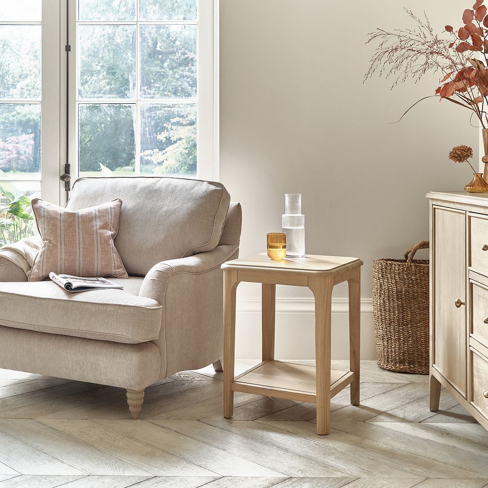 Newton Light Natural Solid Oak Lamp Table 2