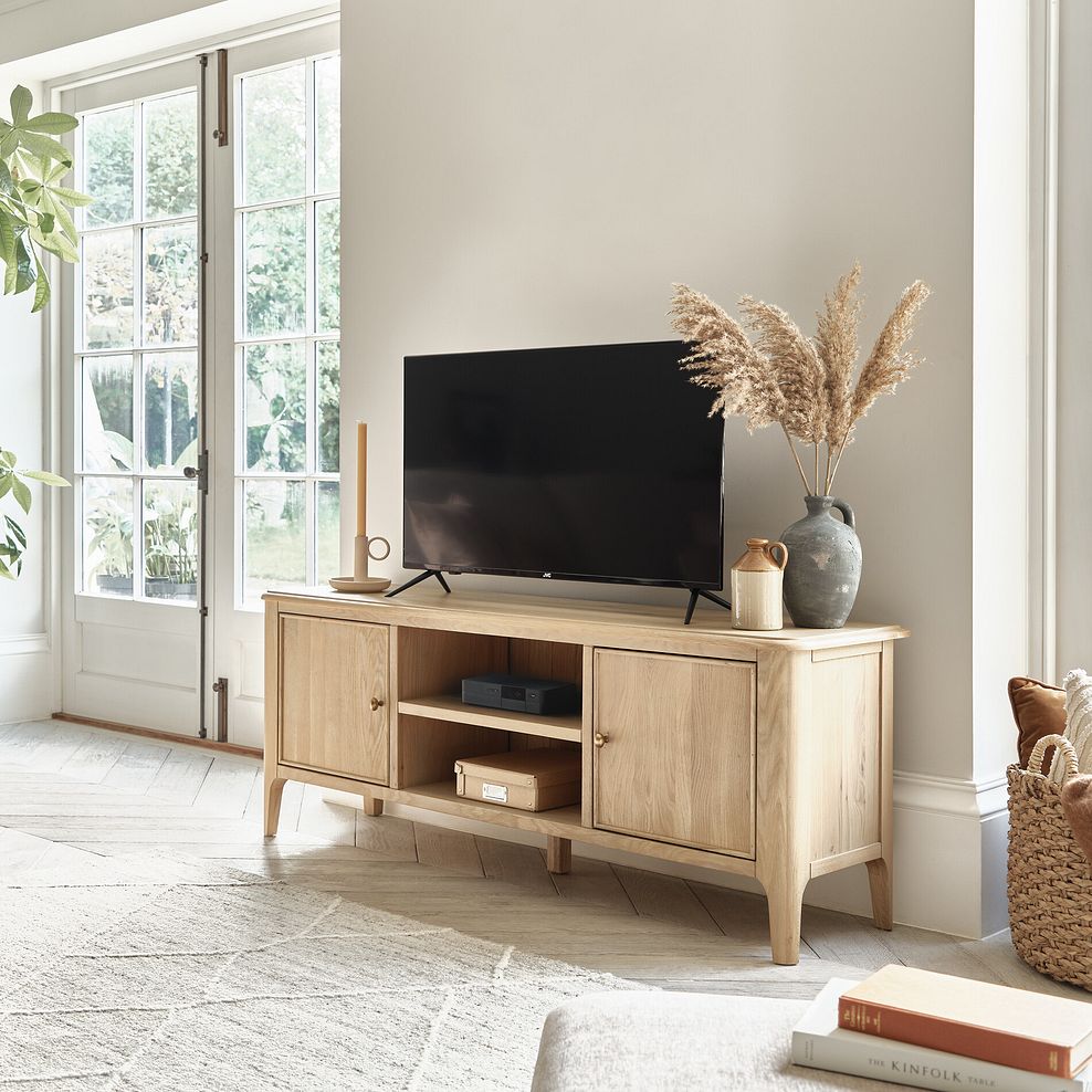 Newton Light Natural Solid Oak Large TV Unit 2