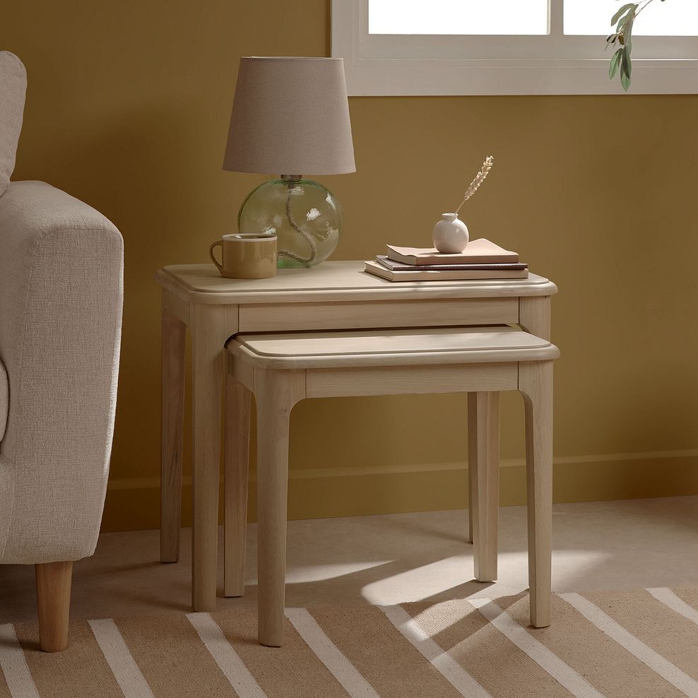 Newton Light Natural Solid Oak Nest of Tables 1