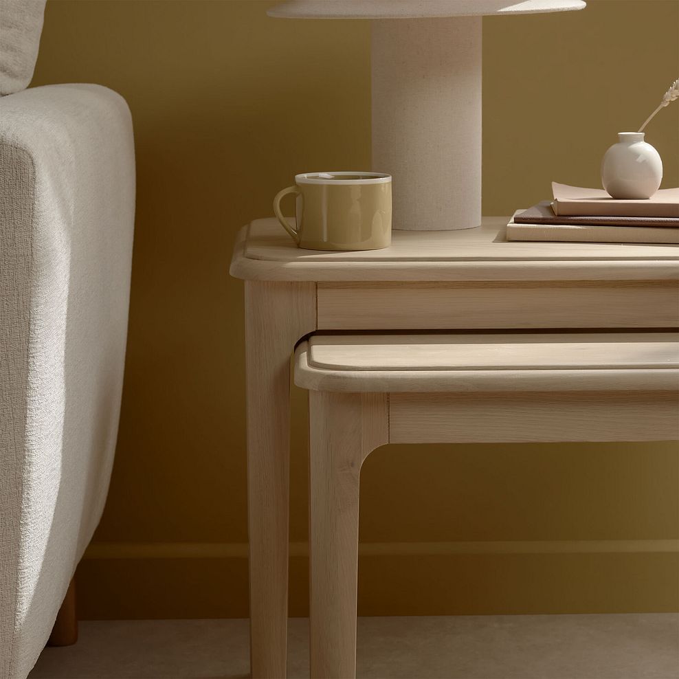 Newton Light Natural Solid Oak Nest of Tables 2