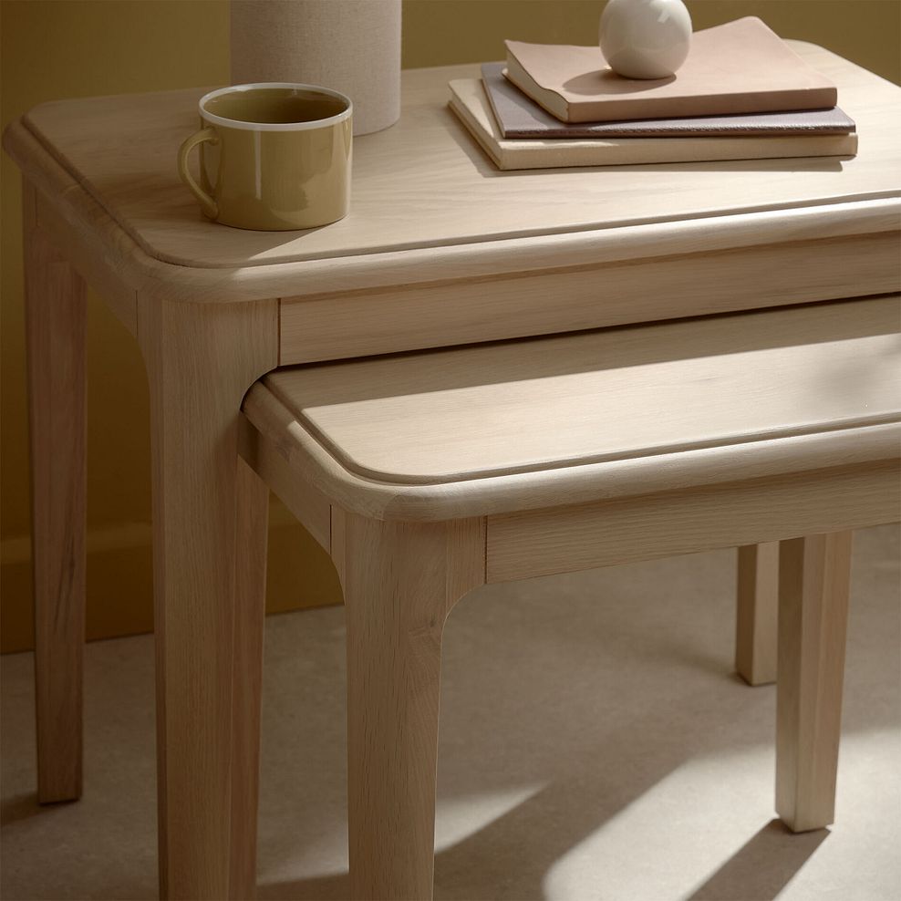 Newton Light Natural Solid Oak Nest of Tables 3