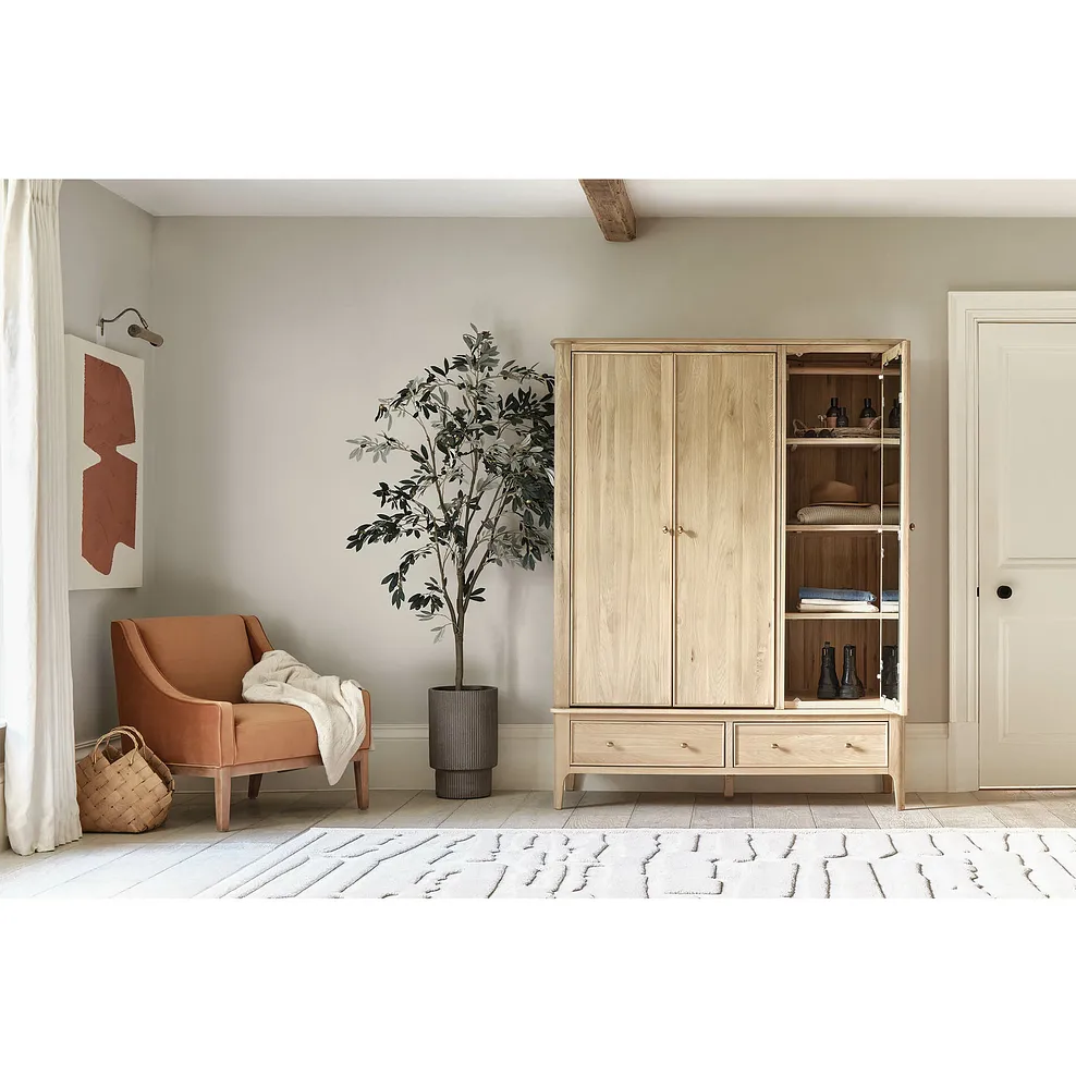 Newton Light Natural Solid Oak Triple Wardrobe 3