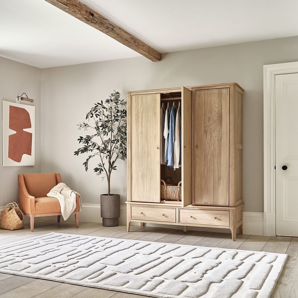Newton Light Natural Solid Oak Triple Wardrobe 5