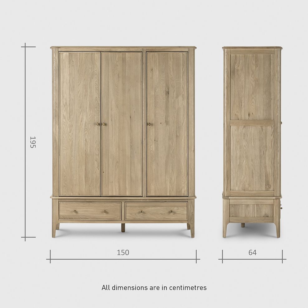 Newton Light Natural Solid Oak Triple Wardrobe 14