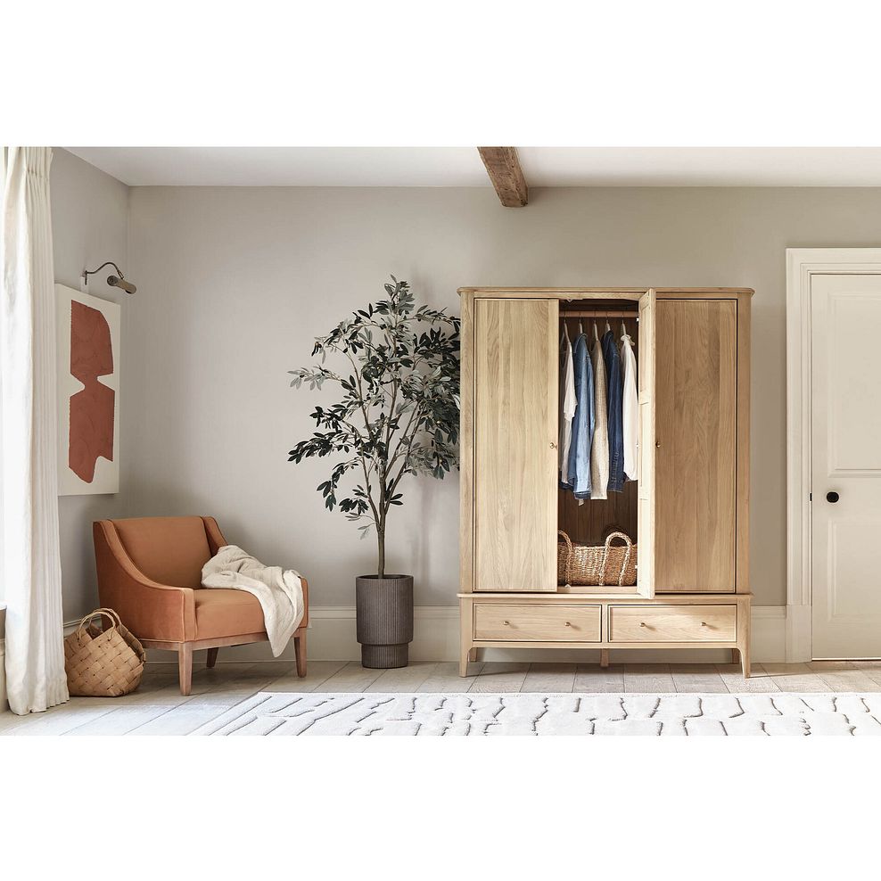 Newton Light Natural Solid Oak Triple Wardrobe 3
