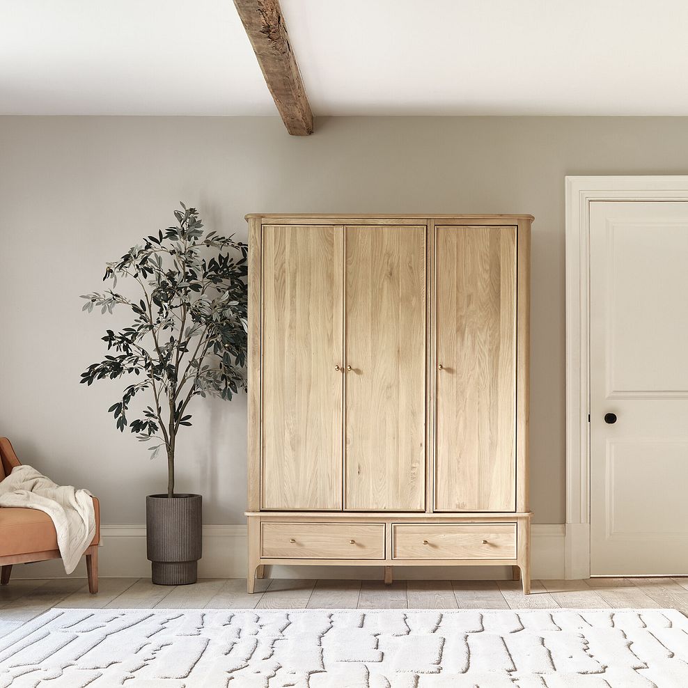 Newton Light Natural Solid Oak Triple Wardrobe 3