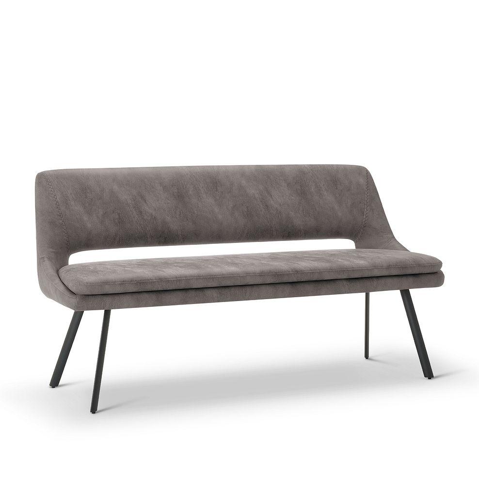Nico Dining Bench in Dark Grey with Black Metal Legs 1
