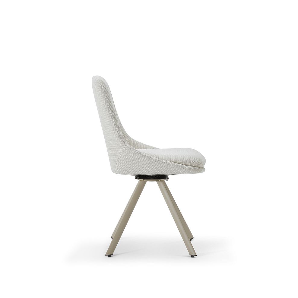Nico Swivel Dining Chair in Cream Woven Fabric with Cappuccino Metal Legs 4