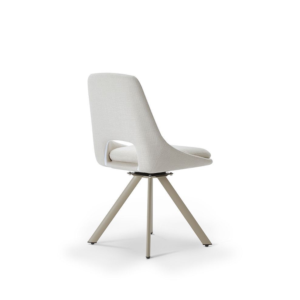 Nico Swivel Dining Chair in Cream Woven Fabric with Cappuccino Metal Legs 5