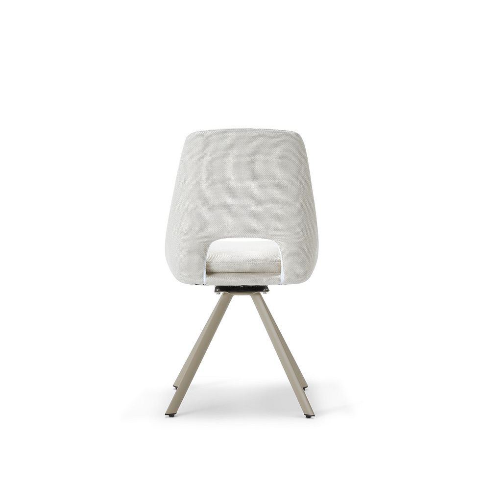 Nico Swivel Dining Chair in Cream Woven Fabric with Cappuccino Metal Legs 6