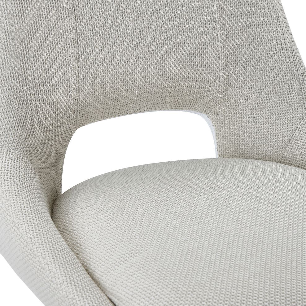 Nico Swivel Dining Chair in Cream Woven Fabric with Cappuccino Metal Legs 10