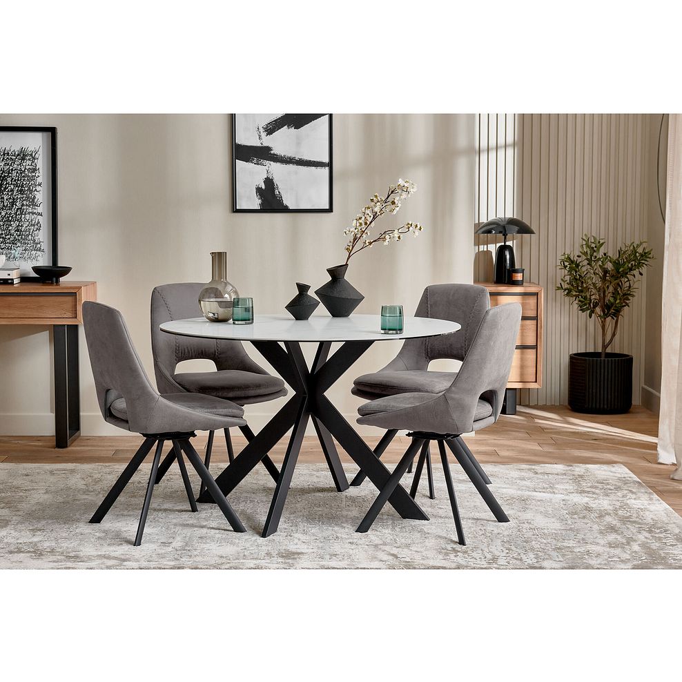 Nico Swivel Dining Chair in Dark Grey with Black Metal Legs 2