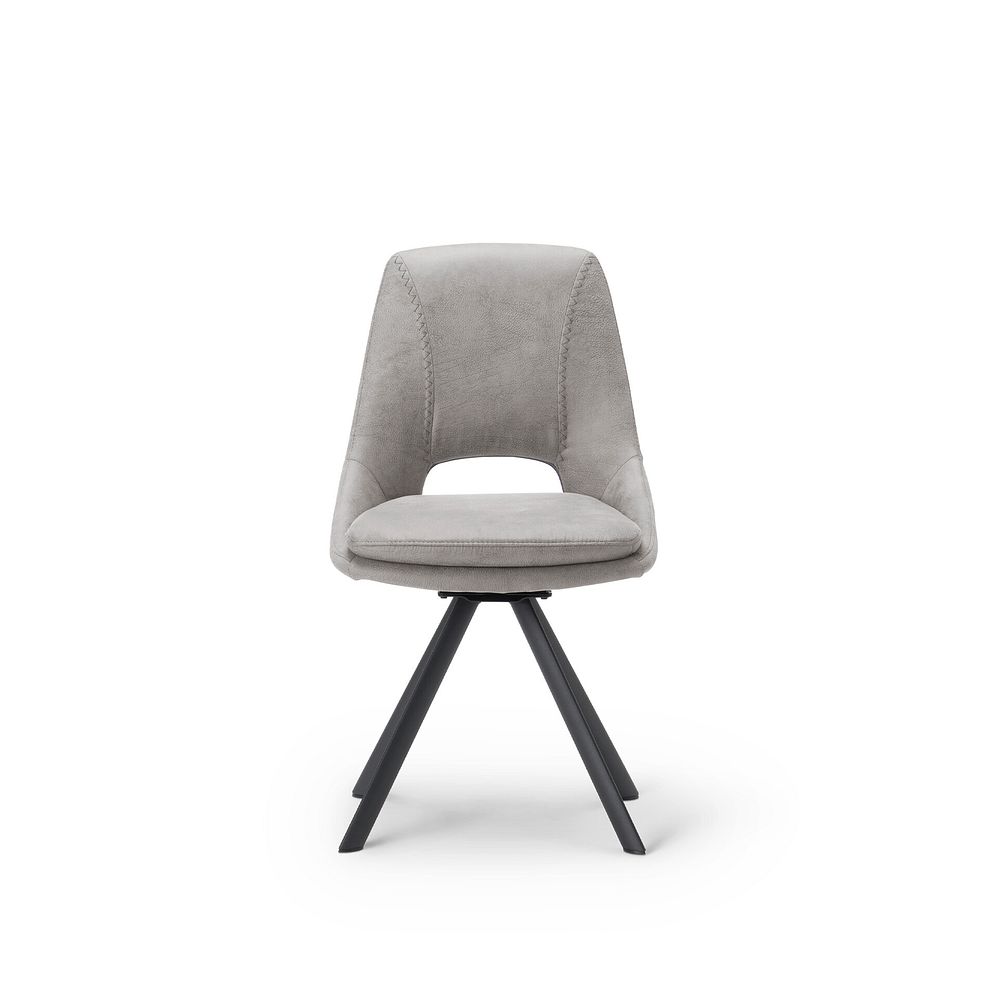 Nico Swivel Dining Chair in Light Grey with Black Metal Legs 3