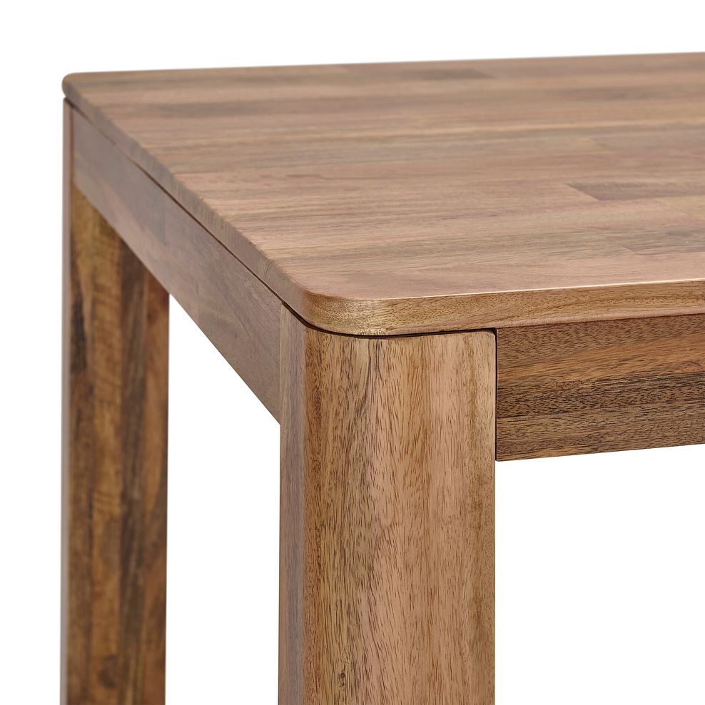 Noah Mango Dining Table And 4 Curve Back Plain Charcoal Fabric Chairs with 1 Noah Bench 6