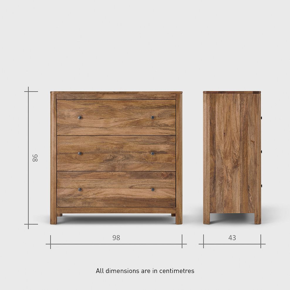 Noah Solid Mango 3 Drawer Chest 13