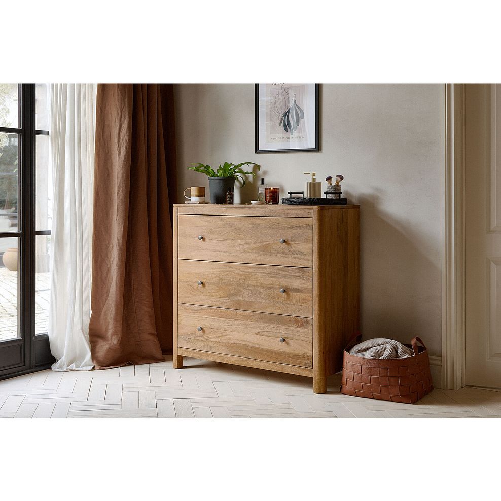Noah Solid Mango 3 Drawer Chest 2