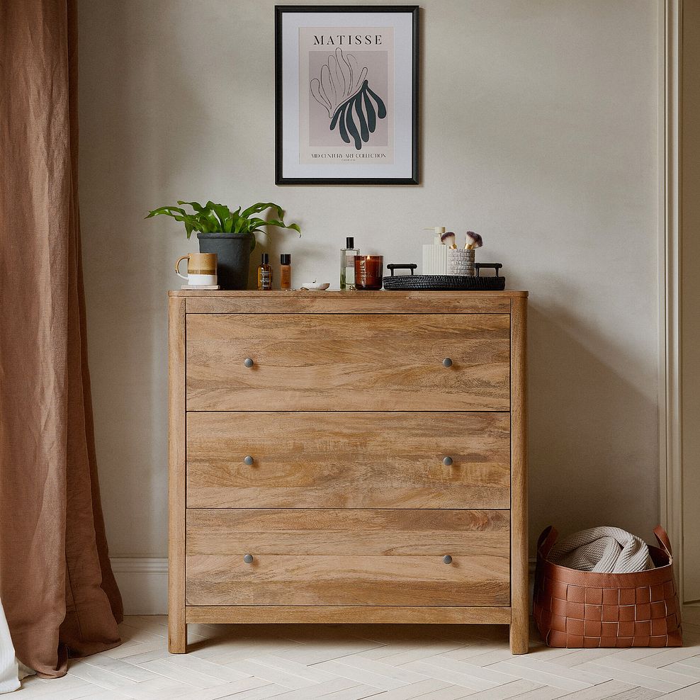 Noah Solid Mango 3 Drawer Chest 1
