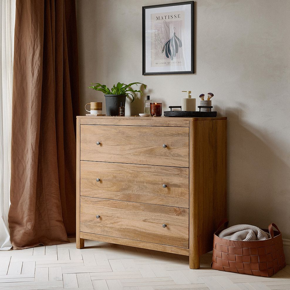 Noah Solid Mango 3 Drawer Chest 2