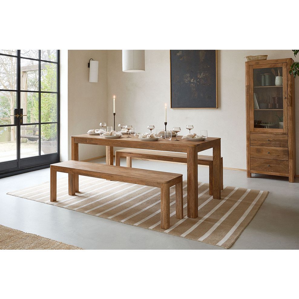 Noah Solid Mango Dining Table + 2 Noah Solid Mango Benches 1