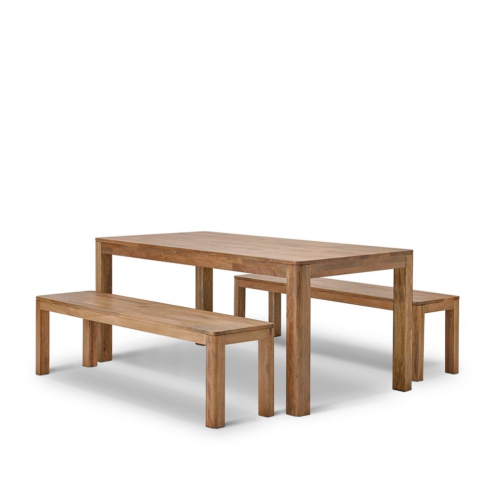 Noah Solid Mango Dining Table + 2 Noah Solid Mango Benches 3