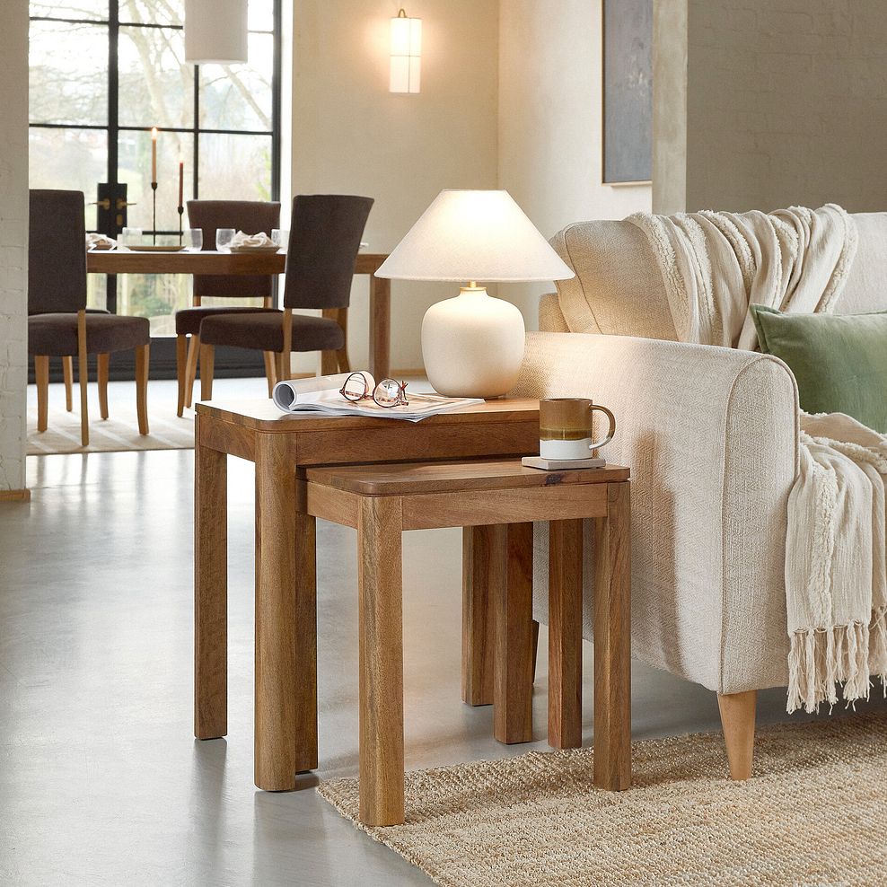 Noah Solid Mango Nest of 2 Tables 1