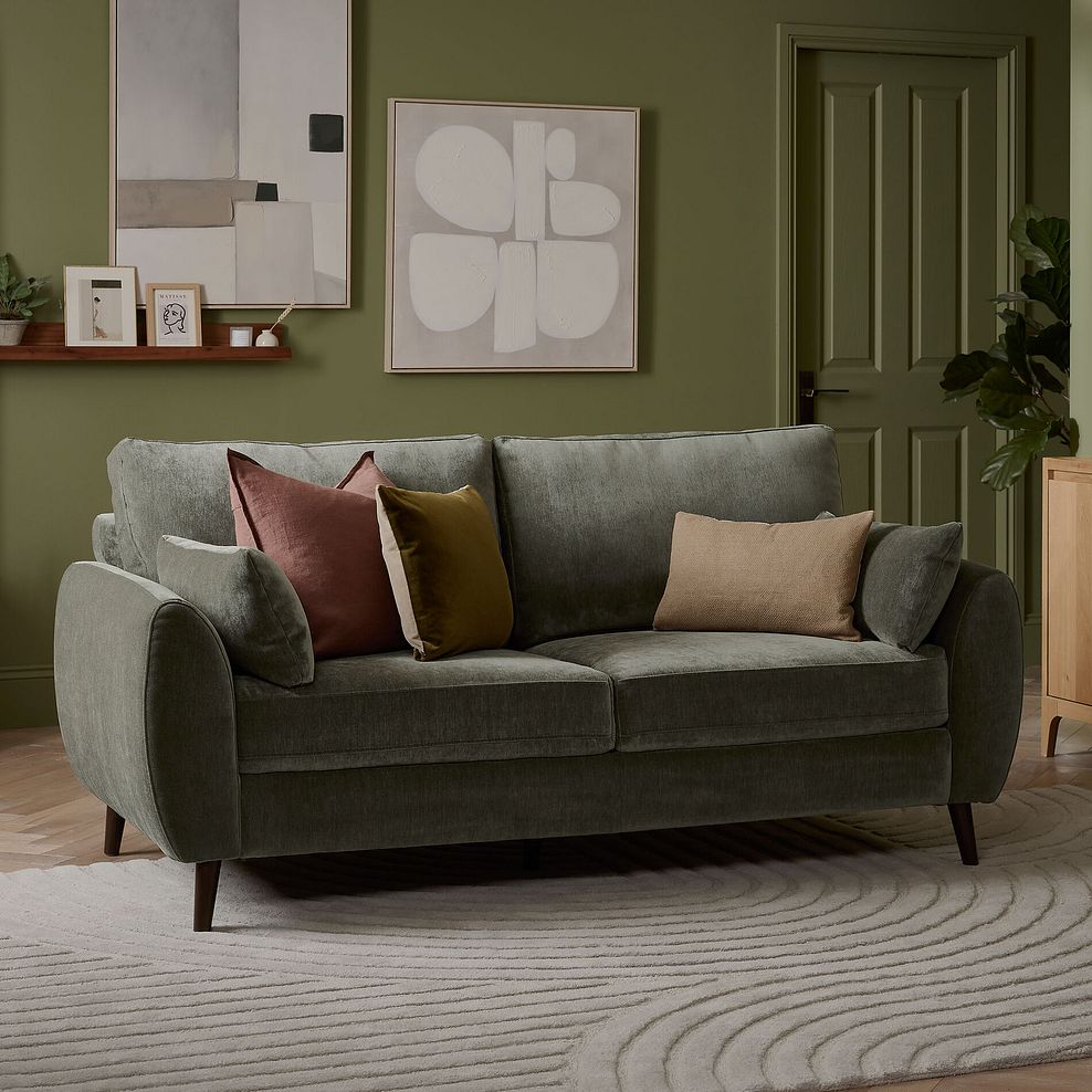 Nova 3 Seater Sofa in Canna Dark Green Fabric 1