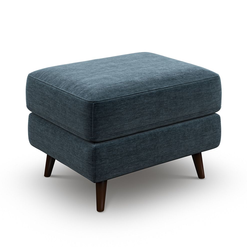 Nova Footstool in Canna Steel Blue Fabric 1