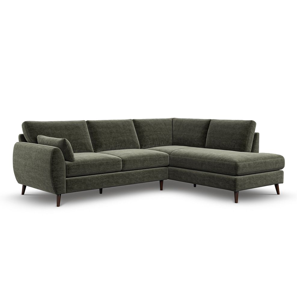 Nova Left Hand Corner Chaise Sofa in Canna Dark Green Fabric 1