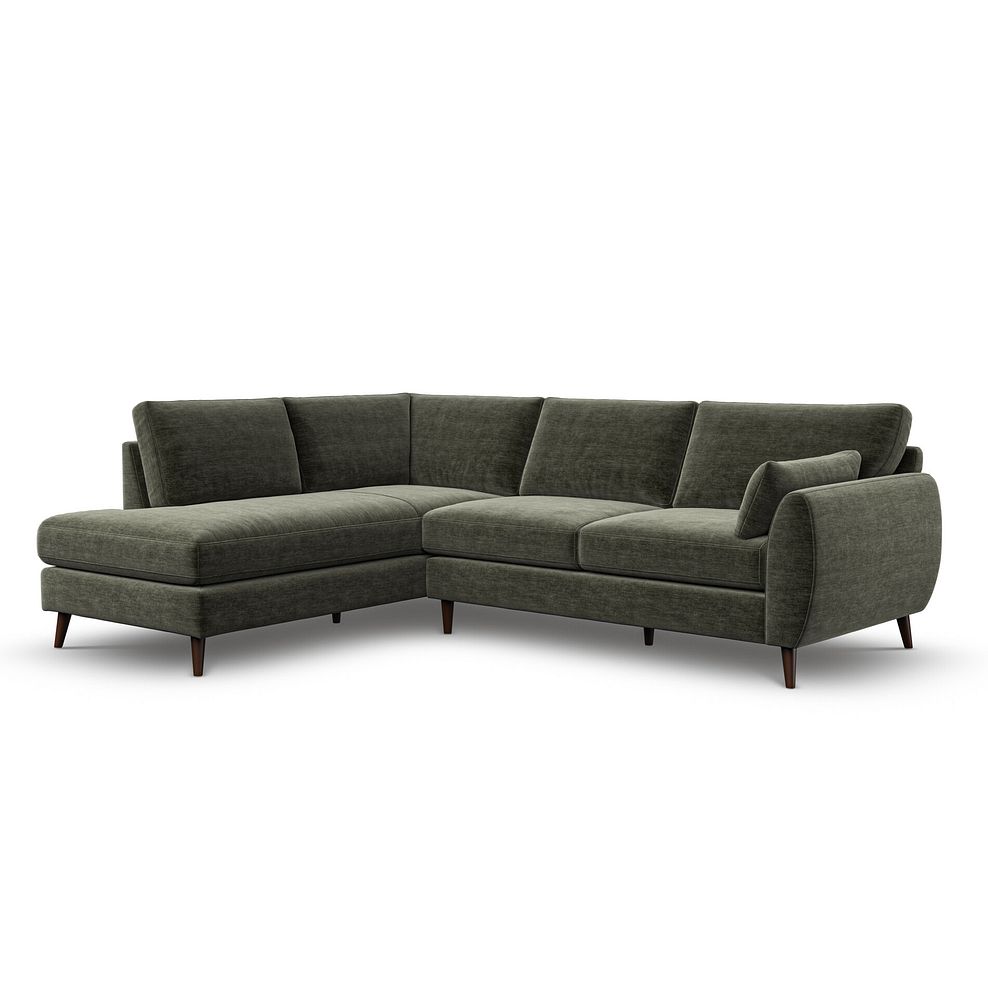 Nova Right Hand Corner Chaise Sofa in Canna Dark Green Fabric 1