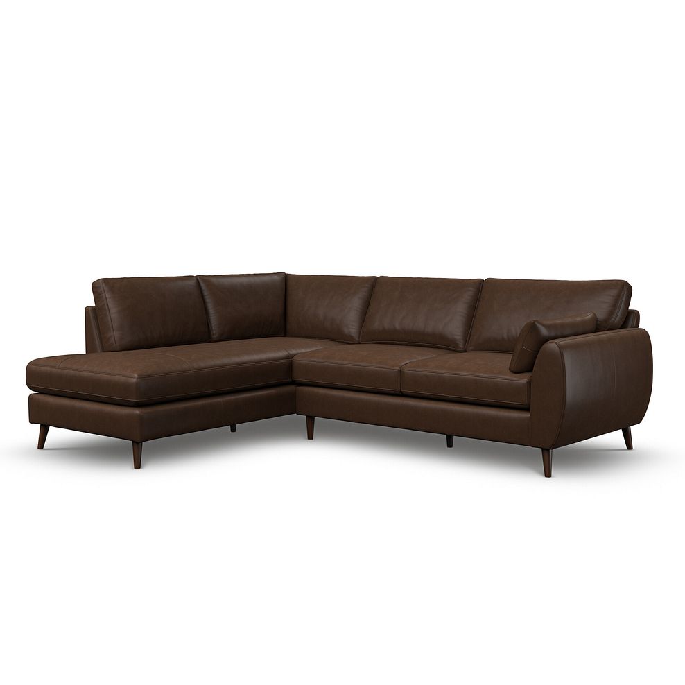Nova Right Hand Corner Chaise Sofa in Dark Brown Leather 1