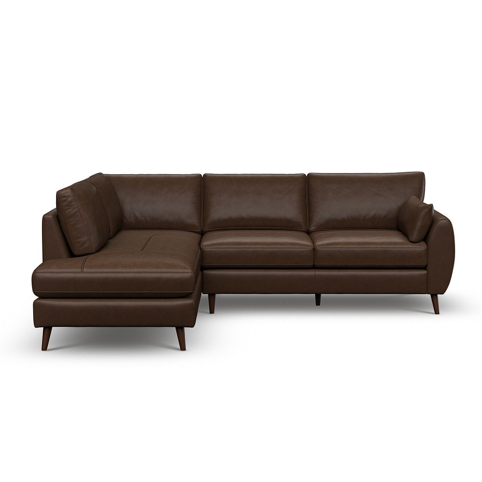 Nova Right Hand Corner Chaise Sofa in Dark Brown Leather 2