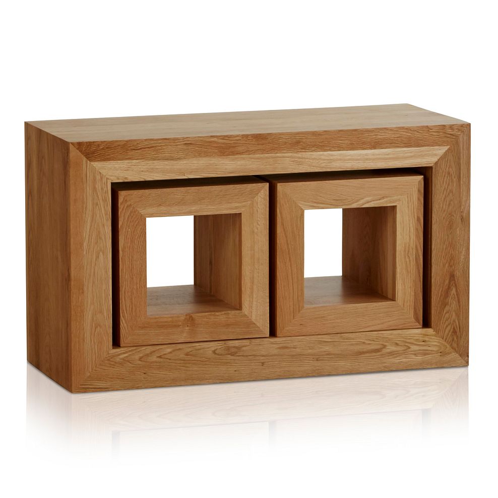 Oakdale Natural Solid Oak 3 Cube Nest of Tables 1