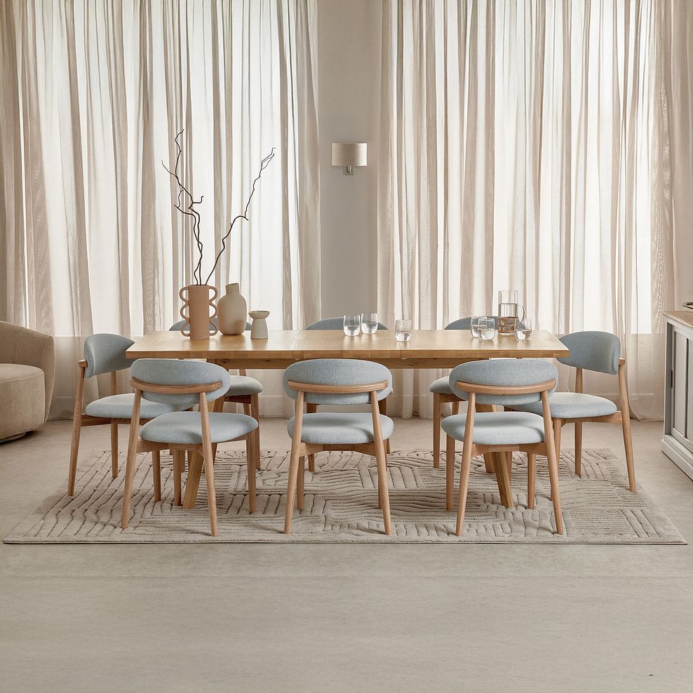 Oaklee Natural Oak Extendable Dining Table + 8 Otis Chairs Cloud Grey with Oak Legs   3