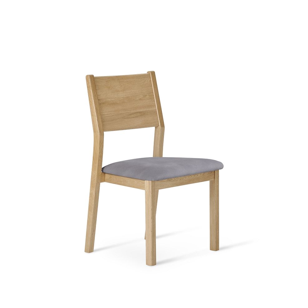 Oaklee Natural Oak Extendable Dining Table 160-210cm + 4 Ellison Oak Chair with Dappled Silver Fabric Seat 7