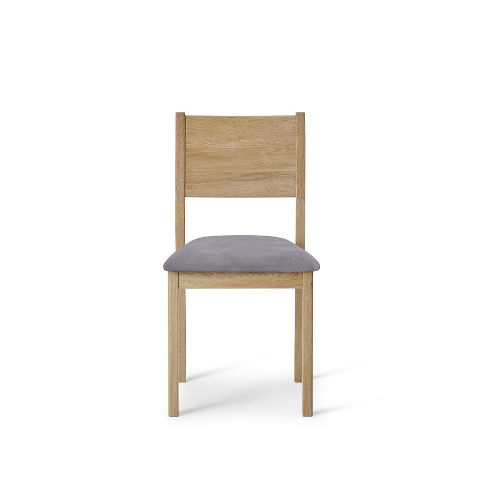 Oaklee Natural Oak Extendable Dining Table 160-210cm + 4 Ellison Oak Chair with Dappled Silver Fabric Seat 8