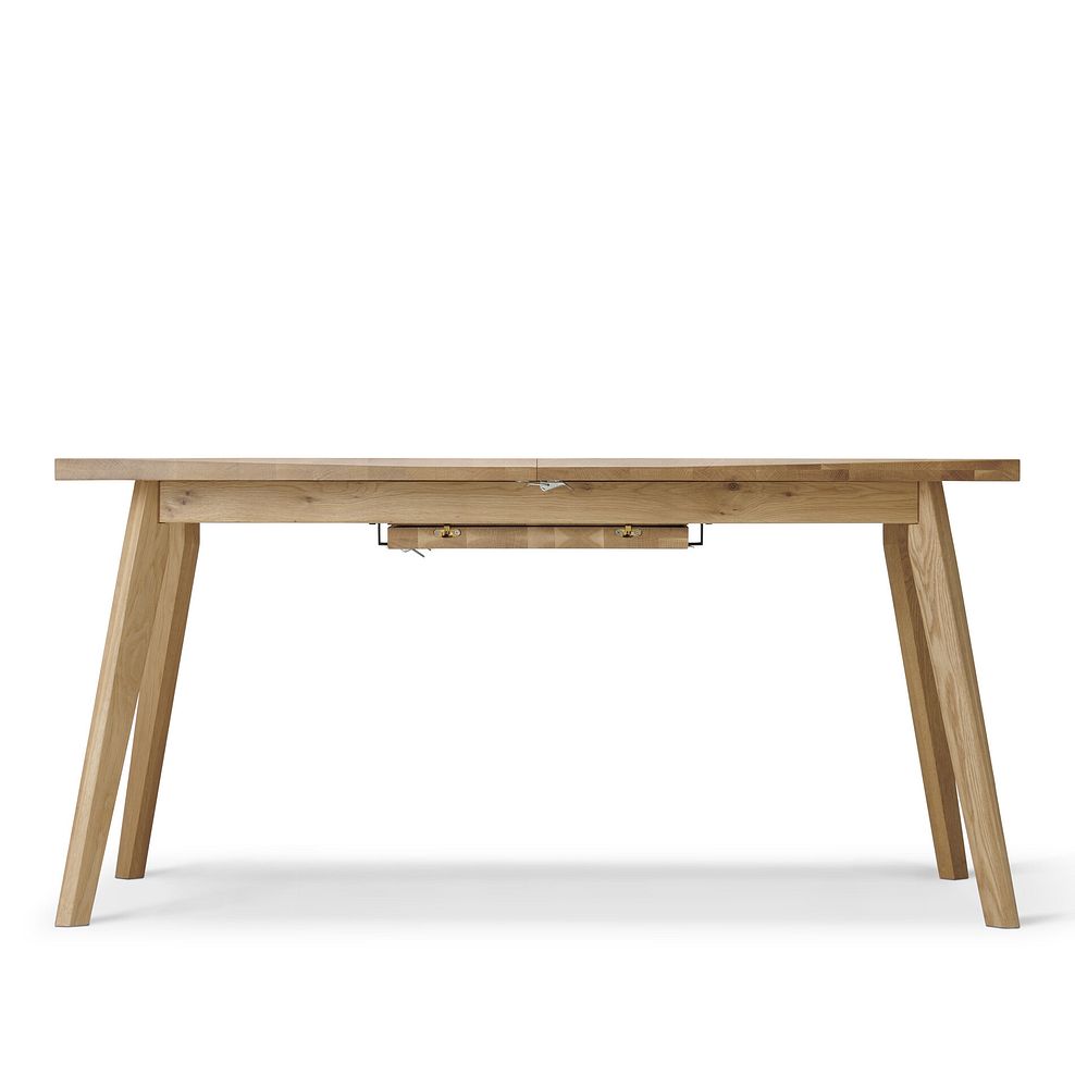 Oaklee Natural Oak Extendable Dining Table 160-210cm + 4 Scroll Back Chair in Conway Stone Fabric with Solid Oak Legs 4