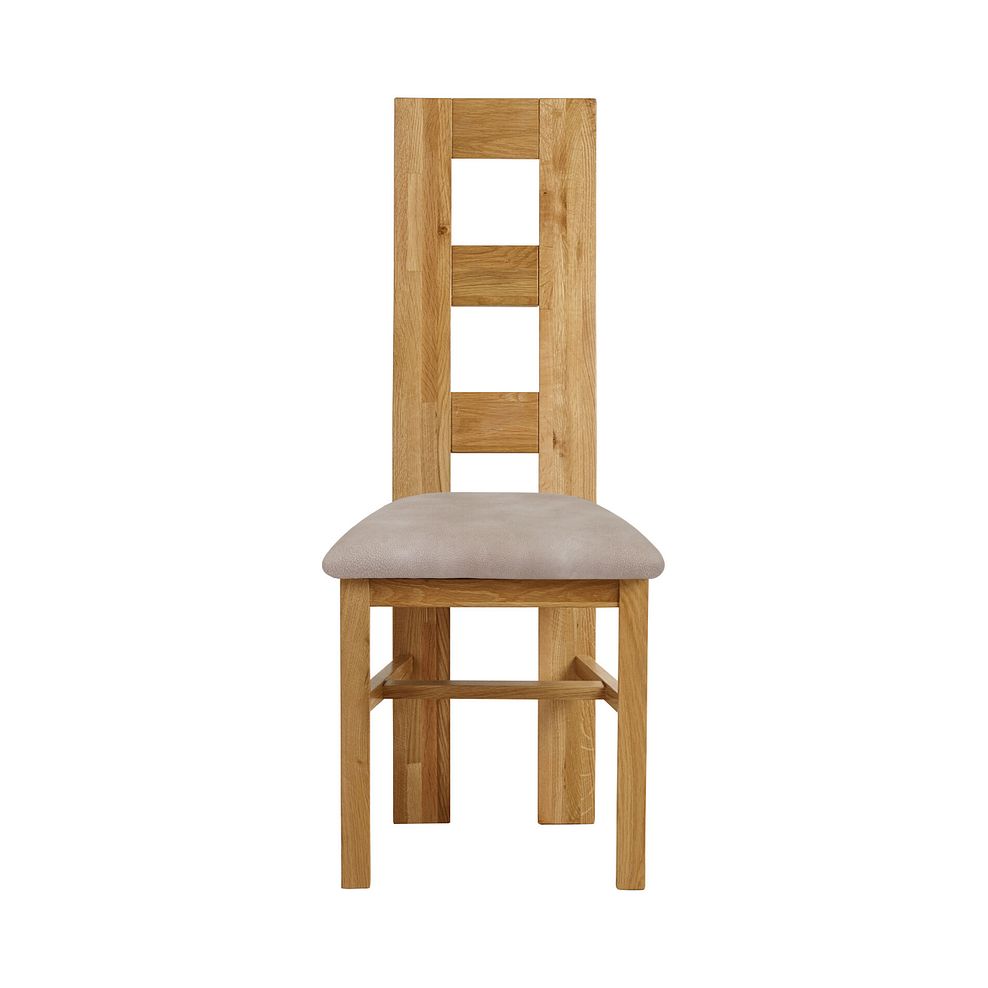 Oaklee Natural Oak Extendable Dining Table 160-210cm + 4 Wave Back Natural Solid Oak Chair with Dappled Beige Fabric Seat 7