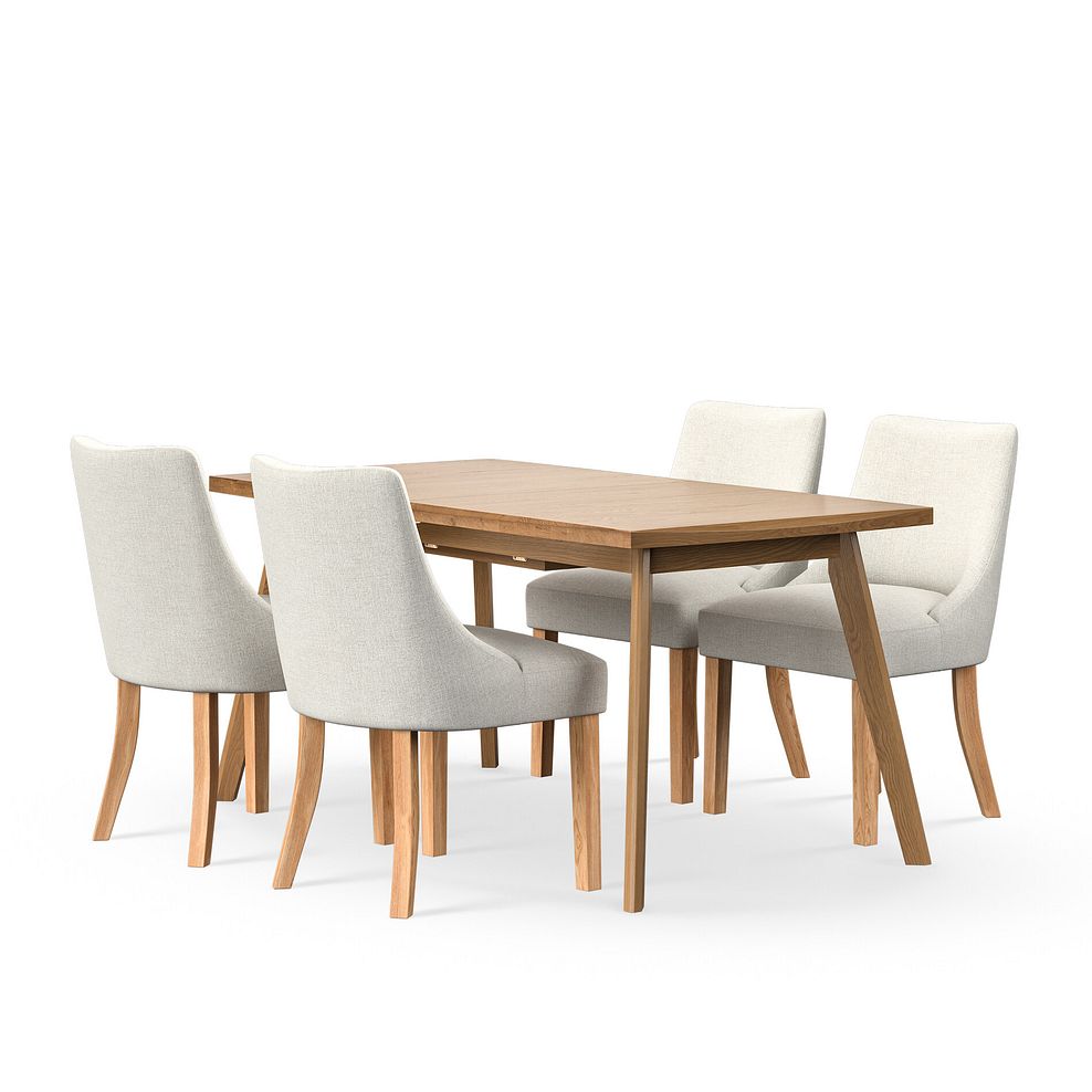 Oaklee Natural Oak Extendable Dining Table 160-210cm + 4 Zola Chair in Conway Stone Fabric with Oak leg 1