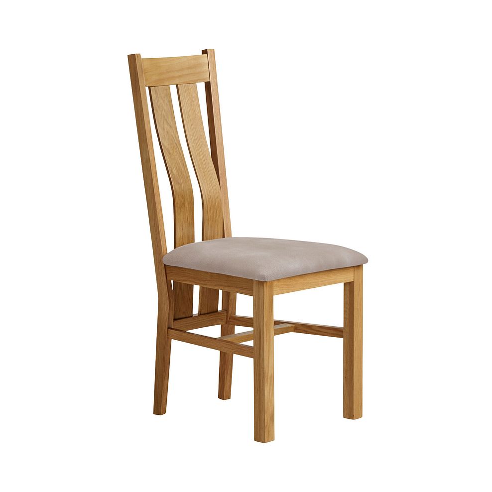 Oaklee Natural Oak Extendable Dining Table 160-210cm + 6 Arched Back Natural Solid Oak Chair with Dappled Beige Fabric Seat 2