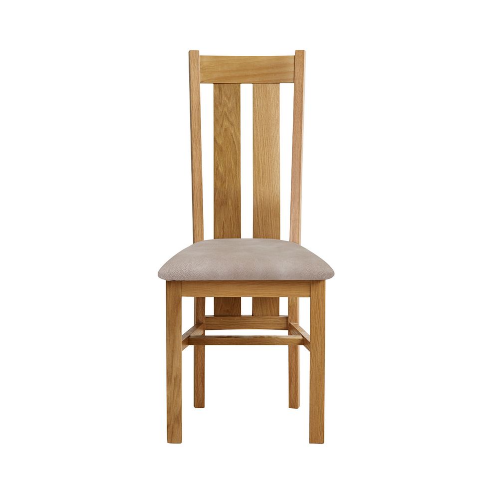Oaklee Natural Oak Extendable Dining Table 160-210cm + 6 Arched Back Natural Solid Oak Chair with Dappled Beige Fabric Seat 3