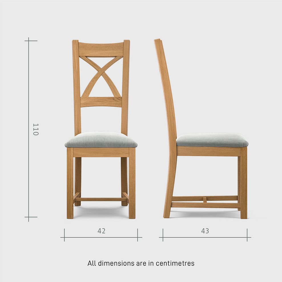 Oaklee Natural Oak Extendable Dining Table 160-210cm + 6 Cross Back Natural Solid Oak Chair with Verona Grey Fabric Seat 10