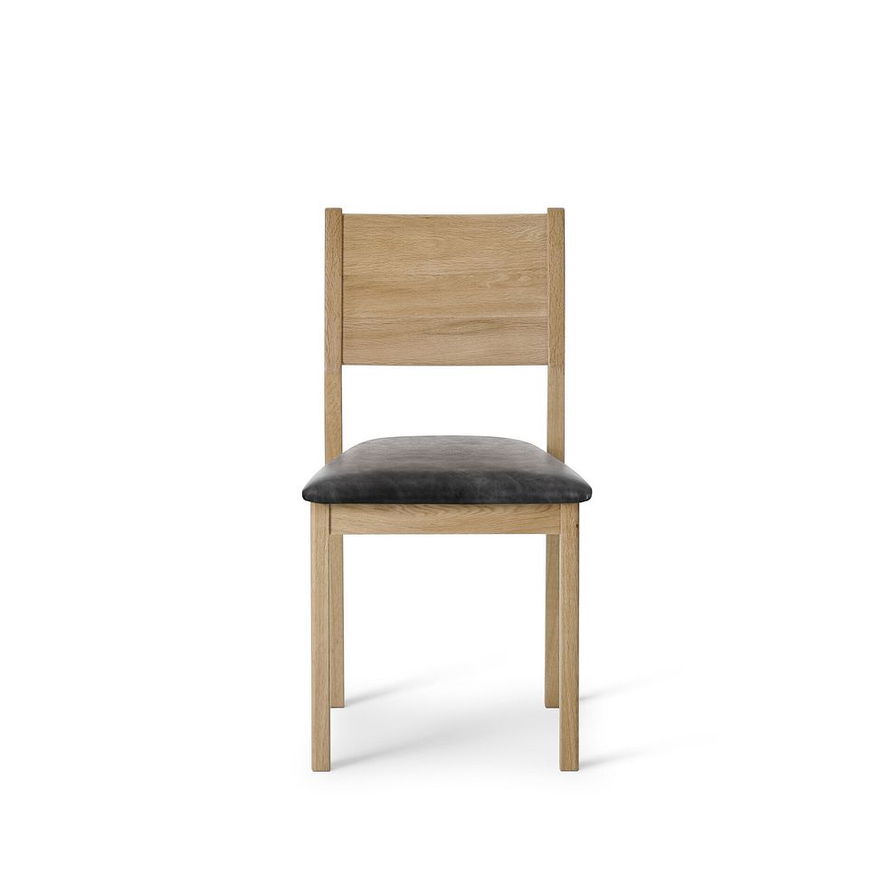 Oaklee Natural Oak Extendable Dining Table 160-210cm + 6 Ellison Oak Chair with Vintage Black Leather Look Fabric Seat 8