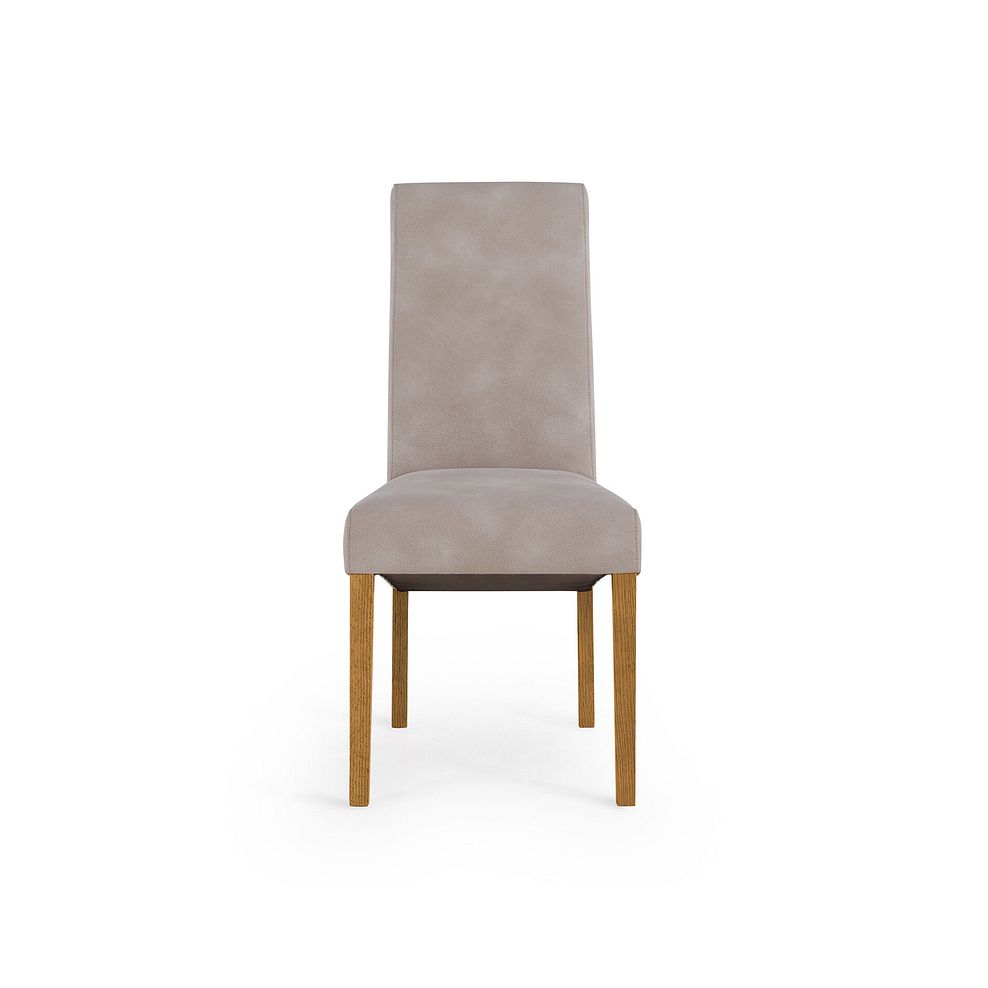 Oaklee Natural Oak Extendable Dining Table 160-210cm + 6 Scroll Back Chair in Dappled Beige Fabric with Solid Oak Legs 8