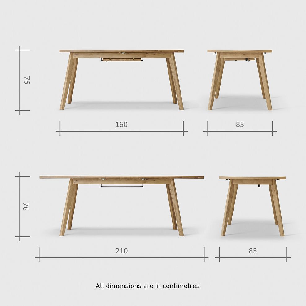 Oaklee Natural Oak Extendable Dining Table 160-210cm + 6 Zola Chair in Conway Stone Fabric with Oak leg 9