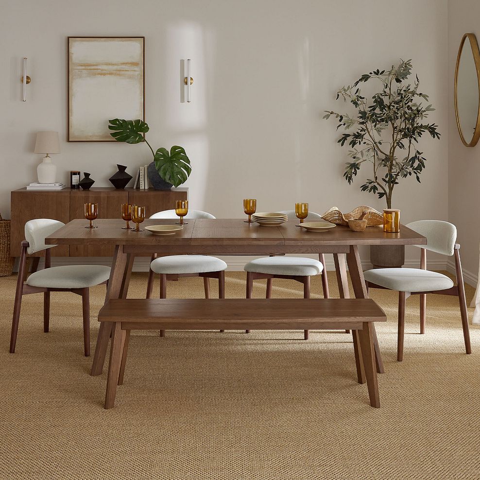 Oaklee Walnut Stained Solid Oak Dining Bench 140cm 2