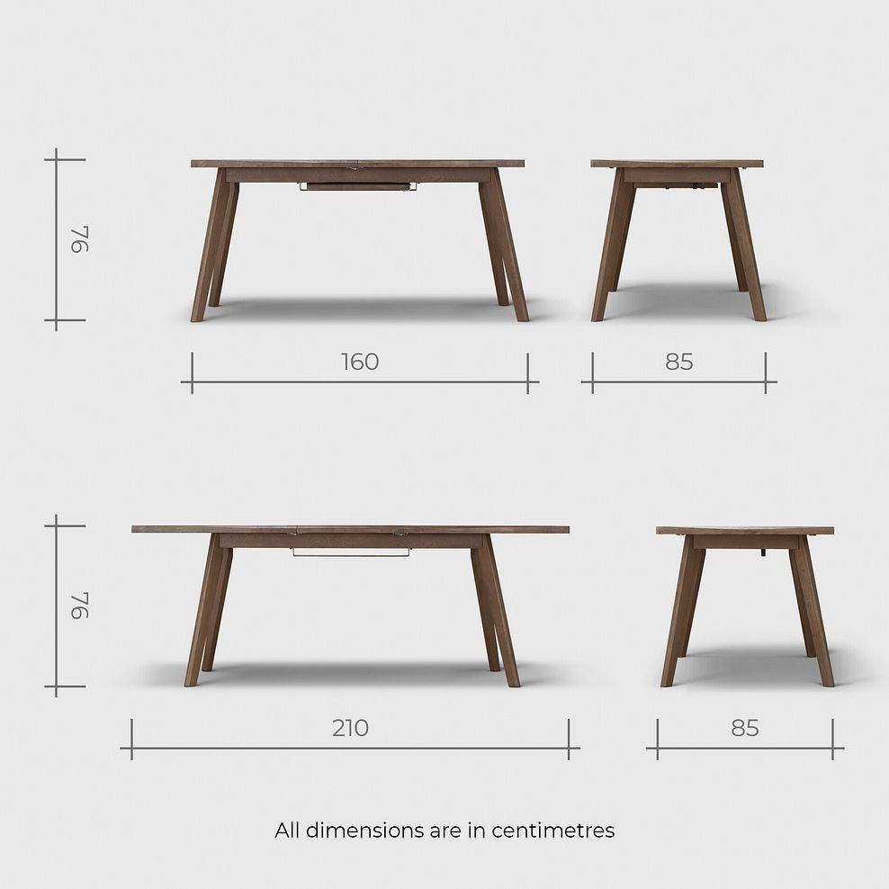 Oaklee Walnut Stained Solid Oak Extendable Dining Table 160-210cm + 6 Otis Chair Cool Grey with Walnut Stained Beech Legs  9