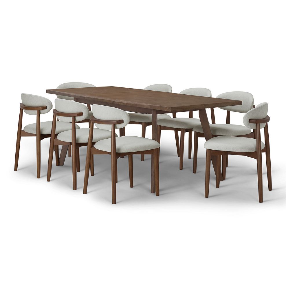 Oaklee Walnut Stained Solid Oak Extendable Dining Table 160-210cm + 8 Otis Chair Cool Grey with Walnut Stained Beech Legs  4