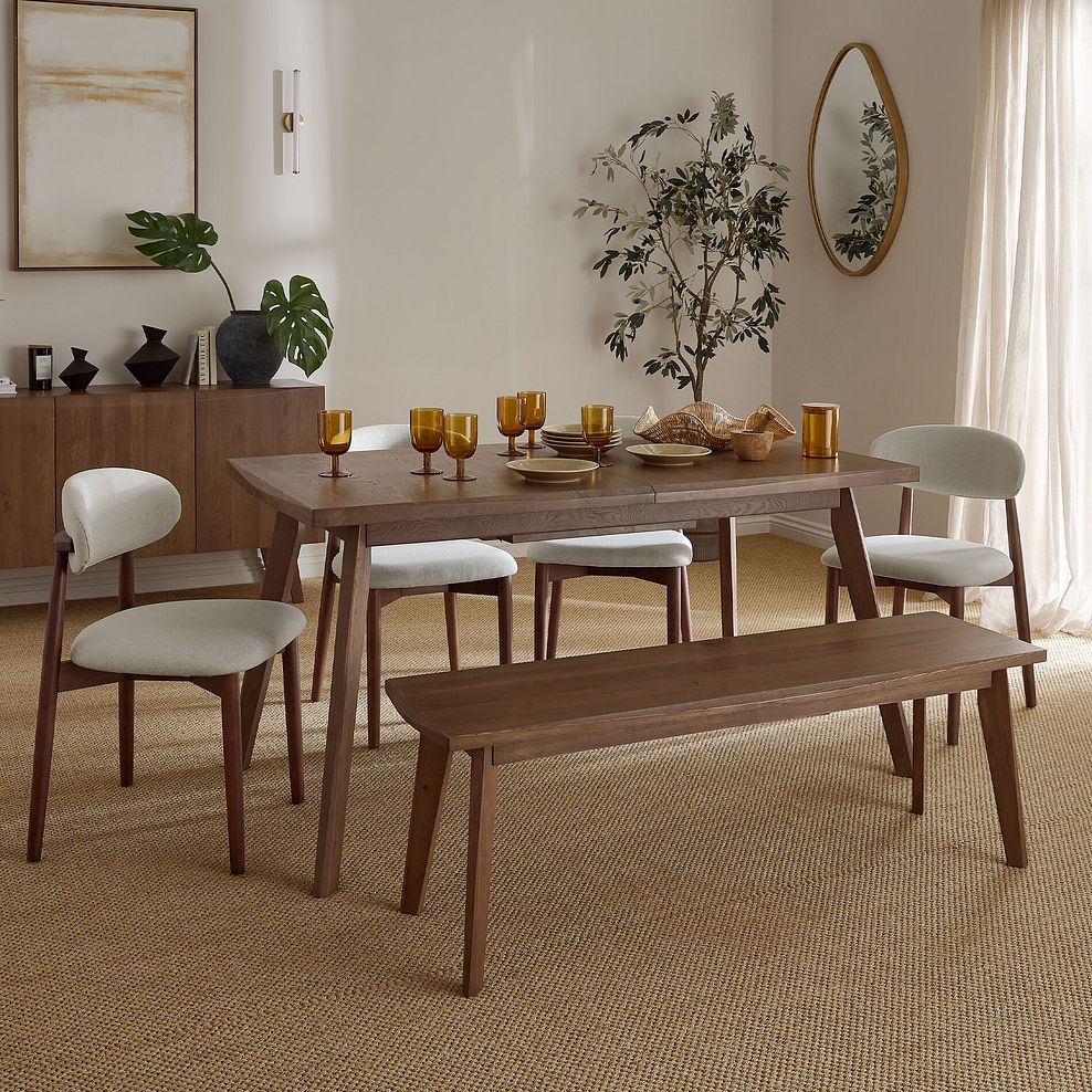 Oaklee Walnut Stained Solid Oak Extendable Dining Table 160-210cm 2